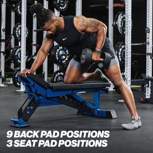 Titan Fitness TITAN Series Adjustable Bench, Supports 600 LB Incline, 1,000 LB Flat, Versatile Single Post Utility Workout Bench for Home Gym, Weightlifting, Strength Training - color: Navy