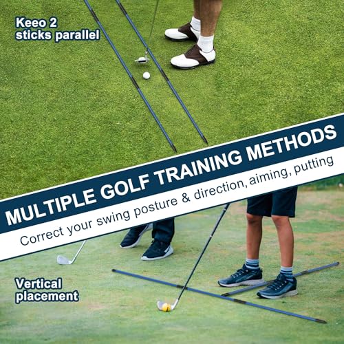 Kulamait 2 Pack Golf Alignment Sticks,Collapsible Golf Alignment Rods 48" Golf Practice Sticks Golf Training Aid for Aiming,Putting,Golf Training Sticks with Clear Tube Case - color: Blue