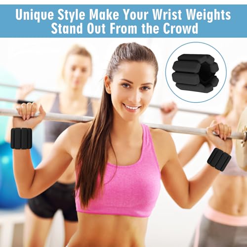 Wrist Weights Set of 2, Wearable Wrist Ankle Weights for Women & Men, Silicone Weighted Bangles Adjustable Arm and Leg Weights for Walking Yoga Pilates Running Dance Gym 2lb