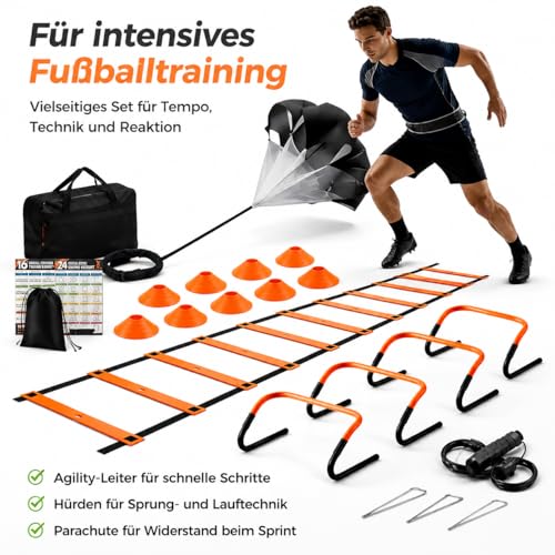 Multicolor Agility Ladder Set, Speed Agility Kit for Football Training, 12 Piece Speed Training Equipment for Kids, Full Training Set