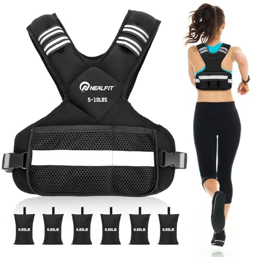 Weighted Vest for Women and Men, 5-10lb/11-20lb/18-30lb Adjustable Weighted Vest with Reflective Strip, Body Weight Vest for Walking, Running, Fitness, Strength Training