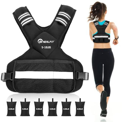 Weighted Vest for Women and Men, 5-10lb/11-20lb/18-30lb Adjustable Weighted Vest with Reflective Strip, Body Weight Vest for Walking, Running, Fitness, Strength Training