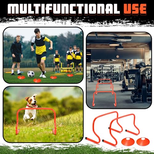 Gemscream 6 Sets 12" Speed Agility Training Hurdles for Athletes Soccer Training Hurdles Agility Training Equipment with Marker Cone Adjustable Training Hurdle Plyometric Hurdles for Basketball