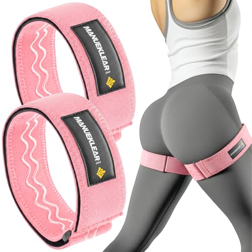MANUEKLEAR Non-Slip Blood Flow Restriction Bands for Thighs, BFR Booty Bands for Women Glutes Leg, Adjustable Occlusion Thigh Bands for Workout Leg & Hip - color: Pink