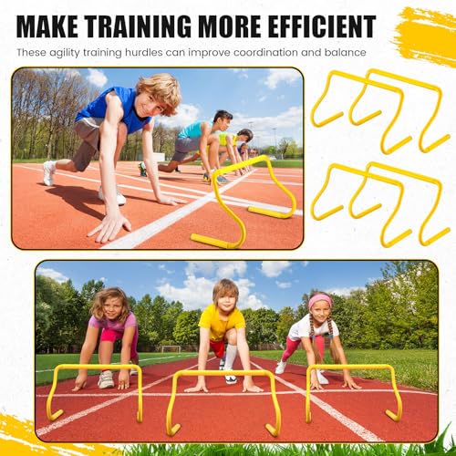 Seenelling 16 Pcs 12" Speed Agility Training Hurdles Large Size Detachable Agility Hurdles Hurdles Training Equipment Set for Athletes Soccer Basketball - color: Yellow