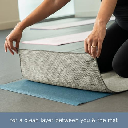 S&T INC. Yoga Mat Towel with Non-Slip Grip, Enhanced Silicone Grip, Soft and Absorbent for Gym, Pilates, and Hot Yoga Mat, 2 Pack, 24 inches x 72 inches, 340GSM, Pink and Grey - color: Pink and Grey