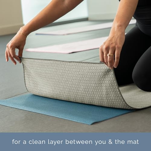 S&T INC. Yoga Mat Towel with Non-Slip Grip, Enhanced Silicone Grip, Soft and Absorbent for Gym, Pilates, and Hot Yoga Mat, 2 Pack, 24 inches x 72 inches, 340GSM, Pink and Grey - color: Pink and Grey