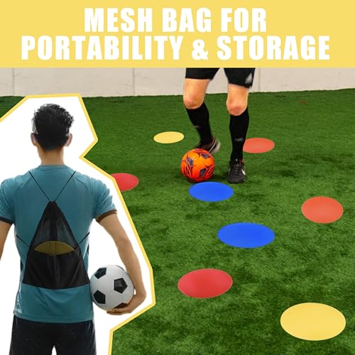Spot Markers for Sports 9 Inch, 12 Pack, Non Slip Rubber Agility Poly Spots Marker Field Flat Cone for Kids Soccer Basketball Speed Training Outdoor Classroom
