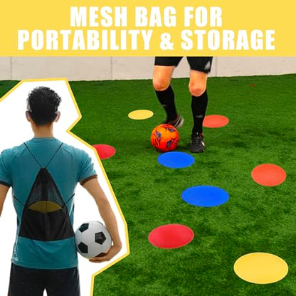 Spot Markers for Sports 9 Inch, 12 Pack, Non Slip Rubber Agility Poly Spots Marker Field Flat Cone for Kids Soccer Basketball Speed Training Outdoor Classroom