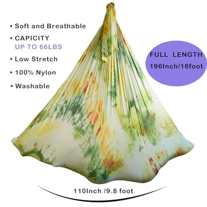 F.Life Aerial Yoga Hammock kit- Yoga Swing Multicolor 5 yards-Flying Yoga Include Daisy Chain,Carabiner and Pose Guide - color: Peacock Green