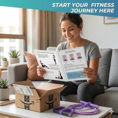 Premium 6 Tube Resistance Band – Powerful, Visible Results with Safe Low-Impact Design | Multifunction Pedal Resistance Band | Home Gym Equipment for Women | 30-Day Support - color: black purple