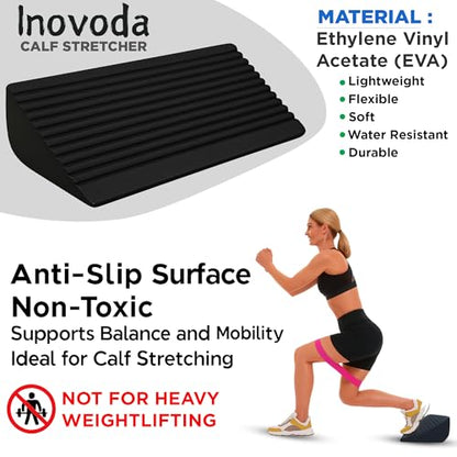 Calf Stretch Board I Slant Board For Calf Stretching & Calf Raise Block for Relief of Plantar Fasciitis, Achilles Tendonitis & Calf Tightness | Calf Stretcher with 5 Resistance Bands & Carry Bag I Ankle Balance Board & Ankle Exerciser Strengthener
