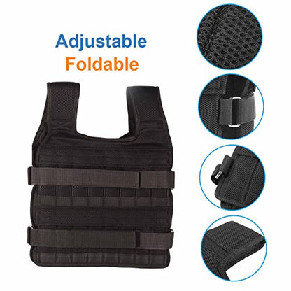 Adjustable Weighted Vest, 15kg Capacity Breathable Workout Vest Fitness Strength Training Jacket with 32 Pockets for Men Women