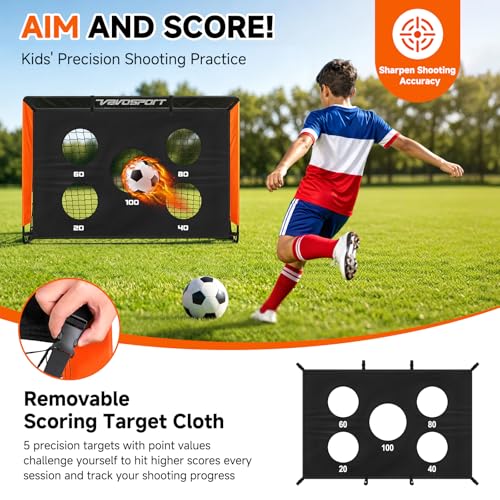 2 Pack Kids Soccer Goals for Backyard Set, 4x3 ft Pop Up Soccer Goal - color: Black Orange