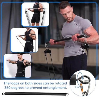 Resistance Band Bar, With Storage Bag Pilates Bar Portable Workout Pod Adjustable 3-Section Pilates Bars for Legs, Hip, Waist, Arm
