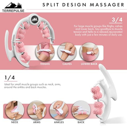 Anti Cellulite Roller & Lymphatic Drainage Massager | Deep Tissue Fascia Blaster & Muscle Roller | Tool for Sore Arms, Legs, Shoulders, Stomach & Buttocks (Pink)