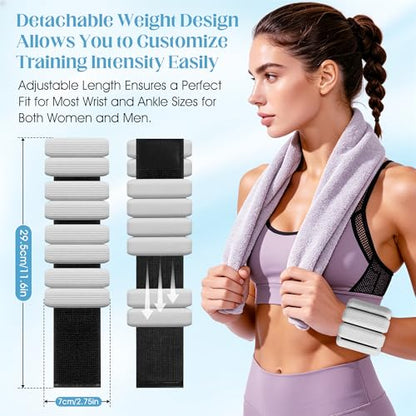 Wrist Weights Set, 2Pack Adjustable Ankle Weights for Women/Men(1 lb Each), Silicone Weighted Bangles for Yoga, Pilates, Running & Walking, Arm & Leg Weights - color: Grey