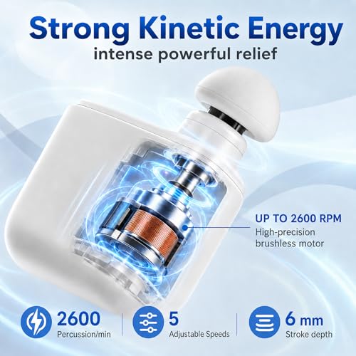 Pocket Mini Massage Gun,Percussion Deep Tissue Muscle Massager,Portable Handheld Massager Design with 3 Massage Heads All-in-one Storage Case,for Home,Gym,Office and Travel