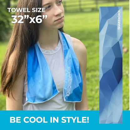 Original Cooling Towel – Be Cool in Style - Heat Relief, Soft, Lightweight, Sun Protection, Easy Clean - Perfect for Biking, Running, Yoga, Gym, Gardening - Blue Fractal - color: Blue Fractal