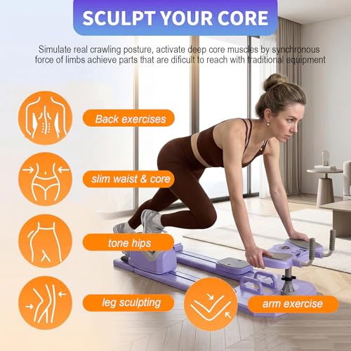 Spine Twist and Stretch Trainer 3-Level Crawling Training Machine for Core Training & Back Pain Relief, 8-in-1 Home Gym Equipment with LED Counter & Resistance Band for Full Body Workout（5-10day）