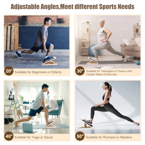 Slant Board for Calf Stretching, 4 Position Adjustable Incline Board for Calf Stretcher, Calf & Hamstring Flexibility, Non-Slip Surface, 350 lbs Balance Board for Home, Gym, Office