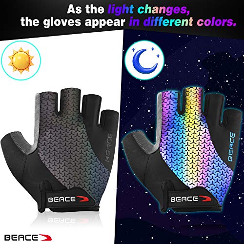 BEACE Gloves for Cycling Bike Biking Half Finger Road Bicycle for Men and Women-5MM Breathable Anti-Slip Shock-Absorbing Pad Gym Motorcycle Light Weight Mountain Bike Gloves