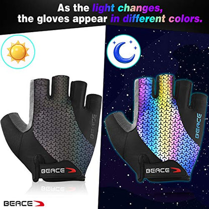 BEACE Gloves for Cycling Bike Biking Half Finger Road Bicycle for Men and Women-5MM Breathable Anti-Slip Shock-Absorbing Pad Gym Motorcycle Light Weight Mountain Bike Gloves