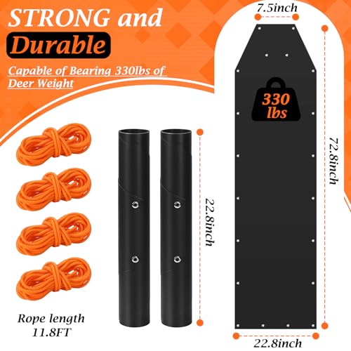 2 Pcs Deer Drag Sled, Heavy Duty Deer Drag Harness Thickened Tear-Resistant Hunting Sled with Ropes Hauling Hunting Gear Accessories for Antelope Elk Duc Ice Fishing Camping Gift for Men