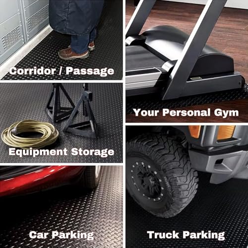 Heavy Duty Diamond-Plate Rubber Flooring Roll 4x12 FT, Multi-Purpose Waterproof Anti-Slip Floor Mat, Easy to Clean Under Equipment, Mats for Garage, Gym, Stable, Basement, Kennel - size: 4 ft x 12 ft x 0.1 in