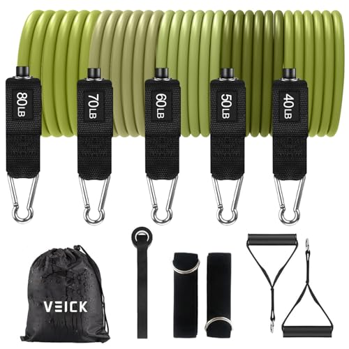 VElCK Resistance Bands Set with Handles for Exercise, Workout and Home Gym - color: Army Green, size: 40-300LBS