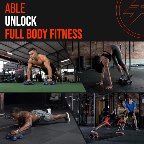 -ABLE Multi-Directional Fitness Gliders (Pair) – Patented 360° All-in-One Bodyweight Training System, Ab Roller, Push Up Bars & Core Sliders – Portable Home Gym Equipment for Full Body, Chest & Ab Workouts