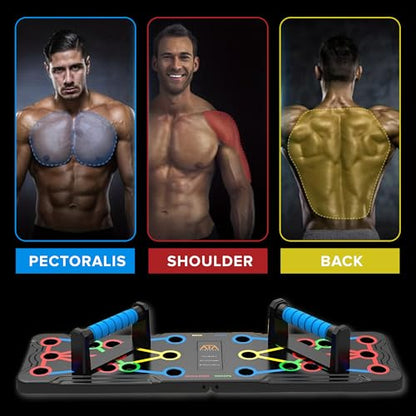 ATA-Strength Heavy-Duty 15-in-1 Foldable Push Up Board gym gift for men and women with Adjustable Grip Strengthener, skipping Rope, and 3 Resistance Bands Comprehensive Home Workout System for Targeted Muscle Training and Enhanced Grip Strength