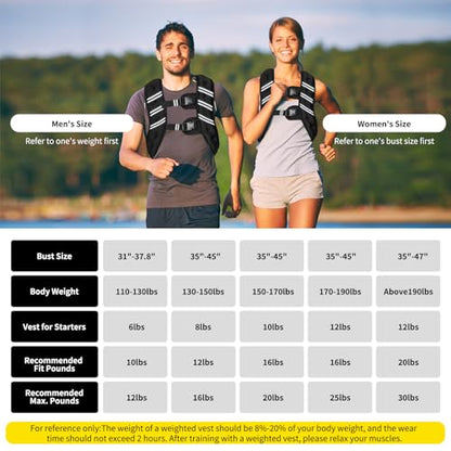 Weighted Vest for Women Men, 6lb/8lb/12lb/16lb/20lb/25lb/30lb Adjustable Weight Vest with Reflective Stripes for Workout, Strength Training, Running, Fitness, Muscle Building, Weight Loss, Rucking Vest With Phone Pouch
