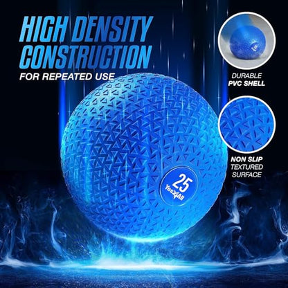 Yes4All Medicine Balls Weight Slam Balls 4.5kg, 6.8kg, 9kg, 11.3kg, 13.6kg, 18kg No Bounce Rubber Exercise Ball - Black, Blue, Teal, Orange & Glossy for Strength Training, Power, MMA Boxing Gym Weight