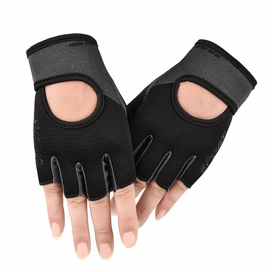 Men & Women Workout Gloves Breathable Fitness Gloves Weight Lifting Gym - color: Black