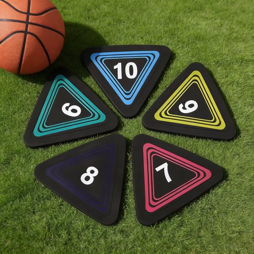 10pcs Spot Dot Markers: Non Slip Agility Spots Marker, 1-10 Number Football Triangle Field Court Dots for Fitness Training Classroom Activity