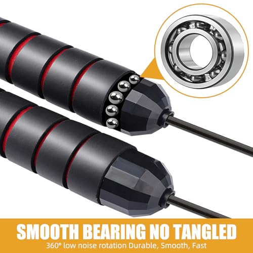 Adjustable Jump Ropes for Fitness, Tangle-Free Jumping Rope, Swivel Speed Skipping Rope with Comfortable Foam Handles, Steel Workout Jump Ropes for Women Men Home Gym Exercise & Slim Body