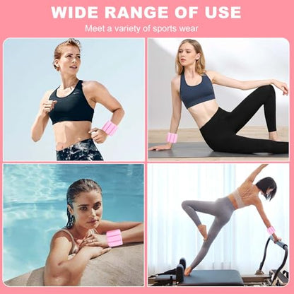 2 LB Adjustable Women's Wrist, Ankle Weights - Silicone 2-Piece Set, Waterproof, Comfortable and Breathable, Great for Yoga, Running, Swimming, Pilates - Great for Workouts