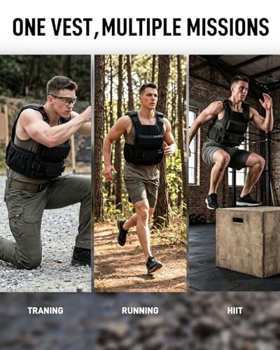 Blue Quartz 40 lb Weighted Vest for Men - Adjustable 0-40 lb with 16 Iron Weight, Heavy-Duty for Strength Training, Running and Walking - Weighted Vest with Removable Weights