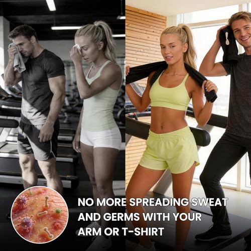 Microfiber Gym Towels - Quick Dry, Highly Absorbing, Odor-Free, for Men & Women - Gym Sweat Sports Towel for Hot Yoga, Tennis, Running, Workout, Camping, Set of 5 Pastel (Black - 15.5 * 31.5Inch)