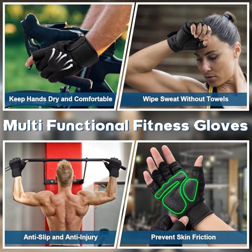Amrules Workout Gloves for Men and Women Breathable and Comfortable Exercise Gloves with Wrist Support for Weightlifting, Cycling, Rowing and Gym Training, Black