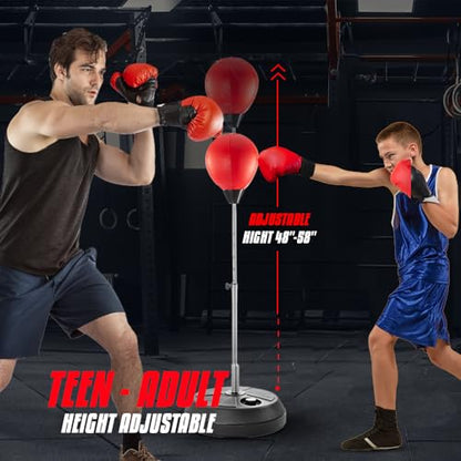 TechTools Punching Bag with Stand, Boxing Bag for Teens & Adults - Height Adjustable - Speed Bag for Training, Boxing Equipment, Stress Relief & Fitness
