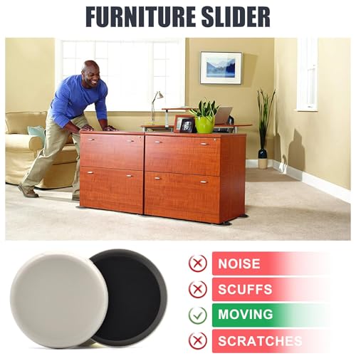 12 Pcs 3 1/2'' Furniture Sliders Pads for Hardwood Floors（Milk White） - size: 3 1/2" Round-12 Pack Milk white