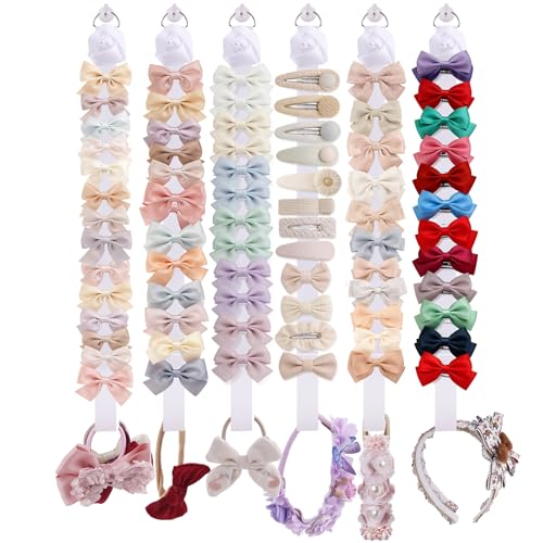6PCS Bow Holder Hair Bow Organizer,Baby Decorative Hair Accessories Organizer,Hair Clips Storage Bow Holder for Girls Hair Bows,Room Nursery Wall Hanging Decors (mgh-6pcs-bai) - color: mgh-6pcs-bai