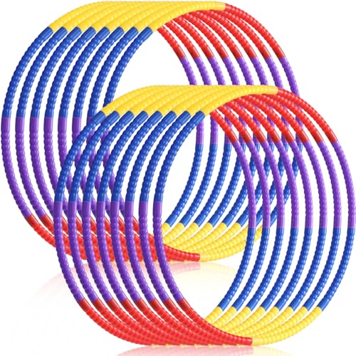 Toy Hoop Detachable Plastic Hoops Exercise Equipment Toy Adjustable Rings for Sports Party Game Dance Pet Training - color: Rainbow Bright Mix