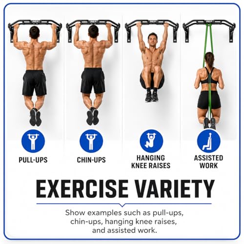 REP Fitness Heavy Duty Pull-Up Bar, Wall Mounted Multi-Grip or Bare Steel Straight Option, Home Gym Exercise Equipment for Chin Training, Garage Strength Workouts, Rings, Straps - style: Multi-Grip Arch