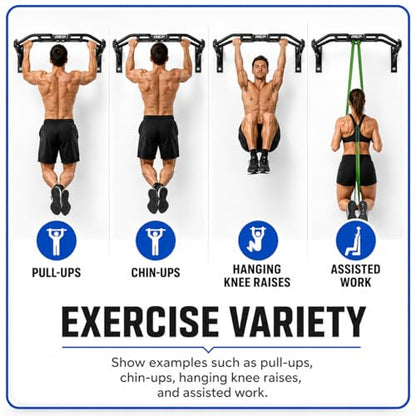 REP Fitness Heavy Duty Pull-Up Bar, Wall Mounted Multi-Grip or Bare Steel Straight Option, Home Gym Exercise Equipment for Chin Training, Garage Strength Workouts, Rings, Straps - style: Multi-Grip Arch