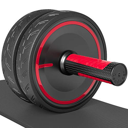 READAEER Ab Roller Wheel, Heavy Duty Workout Equipment for Home Gym, Professional Metal Handle with Rubber Surface Abdominal Exercise Wheel for Strength Training, Ab Wheel with Knee Pad