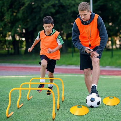 Gemscream 12 Pcs 12 Inch Agility Hurdles Training Equipment Agility Hurdles and Marker Cone Set Disc Cones Speed and Training Obstacle for Athletes Sports Soccer Football Tennis Basketball