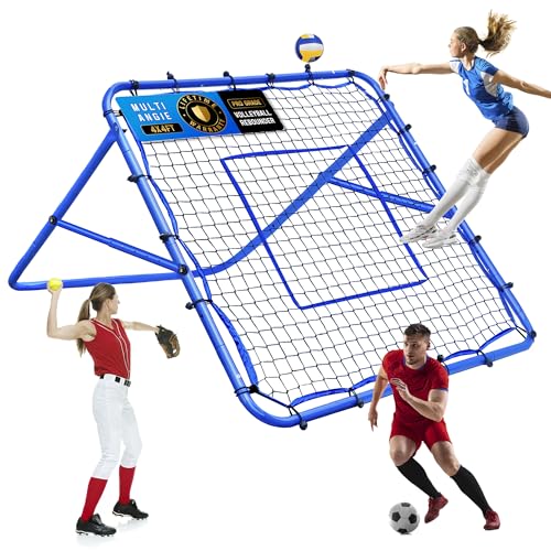 Volleyball Baseball Rebounder Net, Softball Rebounder Pitchback Net Quick Adjustments, Quick Adjustments Lacrosse Bounce Back Practice Equipment, Ideal for Outdoor Indoor and Backyard Training - size: 4FTx4FT, style: Multi-Sport Rebounder Net